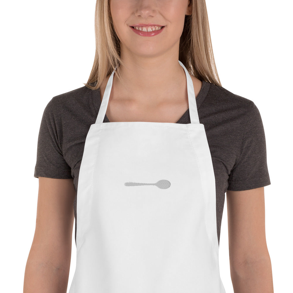 Blank Spoon Embroidered White Apron - White Spoon