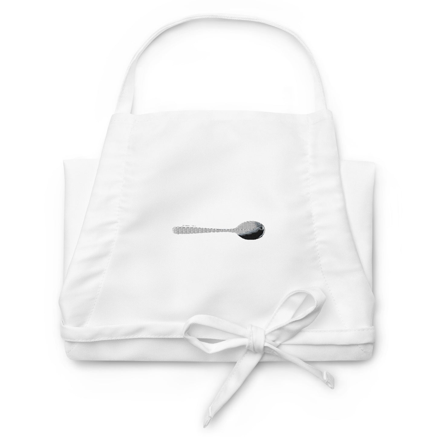 Blank Spoon Embroidered White Apron - Grey Spoon