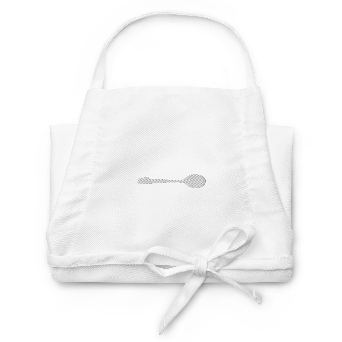 Blank Spoon Embroidered White Apron - White Spoon